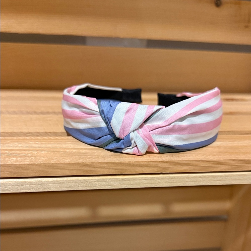 Striped Knot Headband in Pink, White & Blue